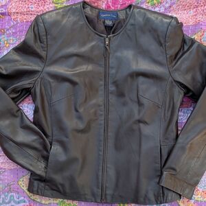 Charter Club Women's Black Leather Jacket